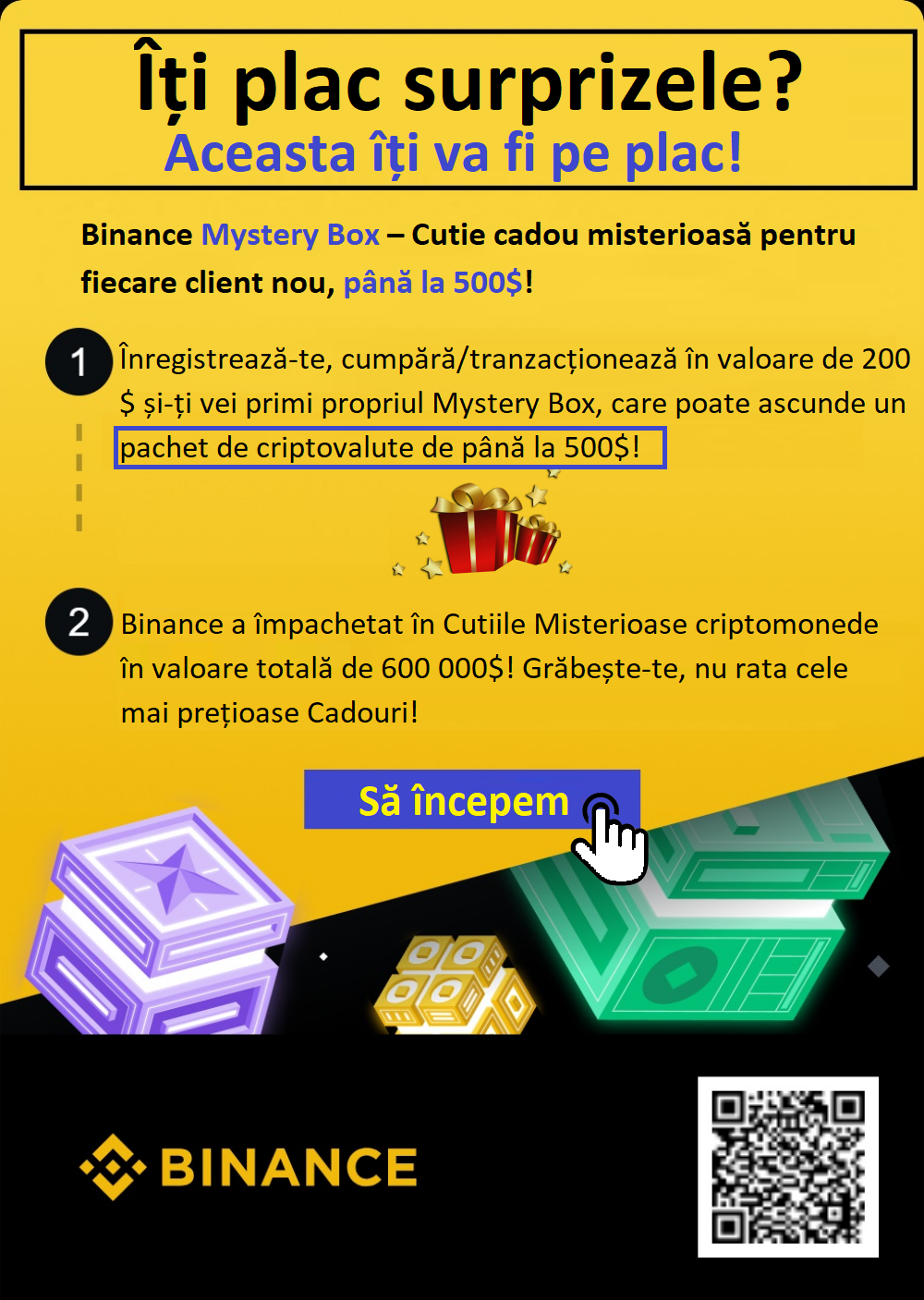 Binance Mystery Box - Iată cum poți obține un Pachet Cadou de Criptovalute, în valoare de până la 500$