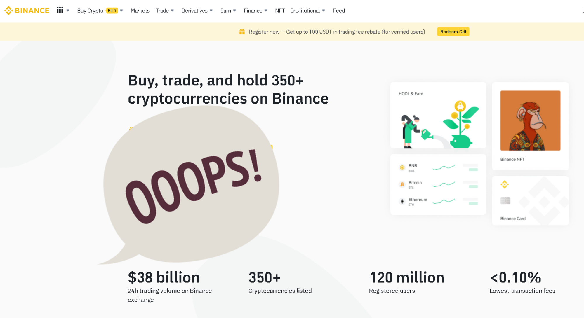 hibázott a binance