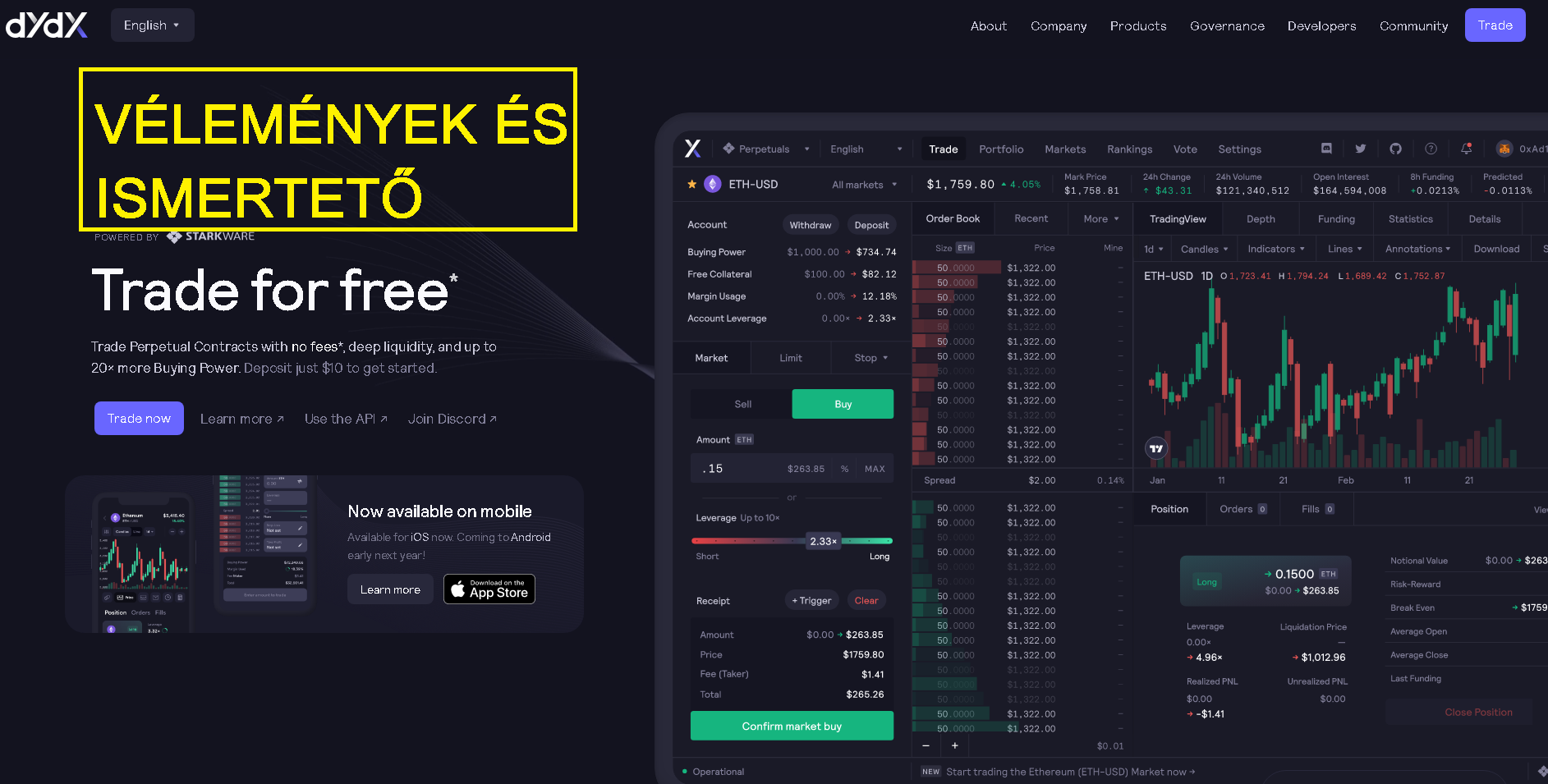 dYdX Tőzsde DEX Vélemények és Ismertető 2023 A dYdX Használata Kezdőknek