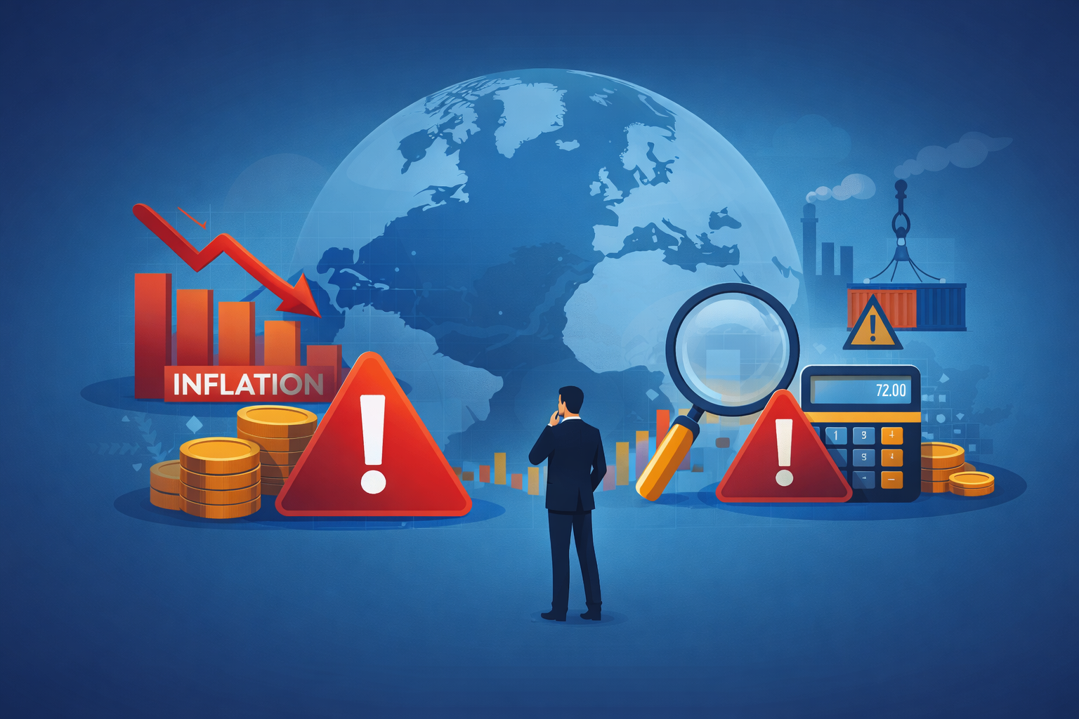 világgazdasági körkép inflációval, gazdasági kockázatokkal és piaci bizonytalansággal