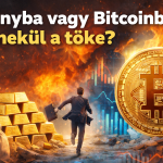 Aranyrudak és Bitcoin érme válság idején – befektetői menedék eszközök illusztrációja